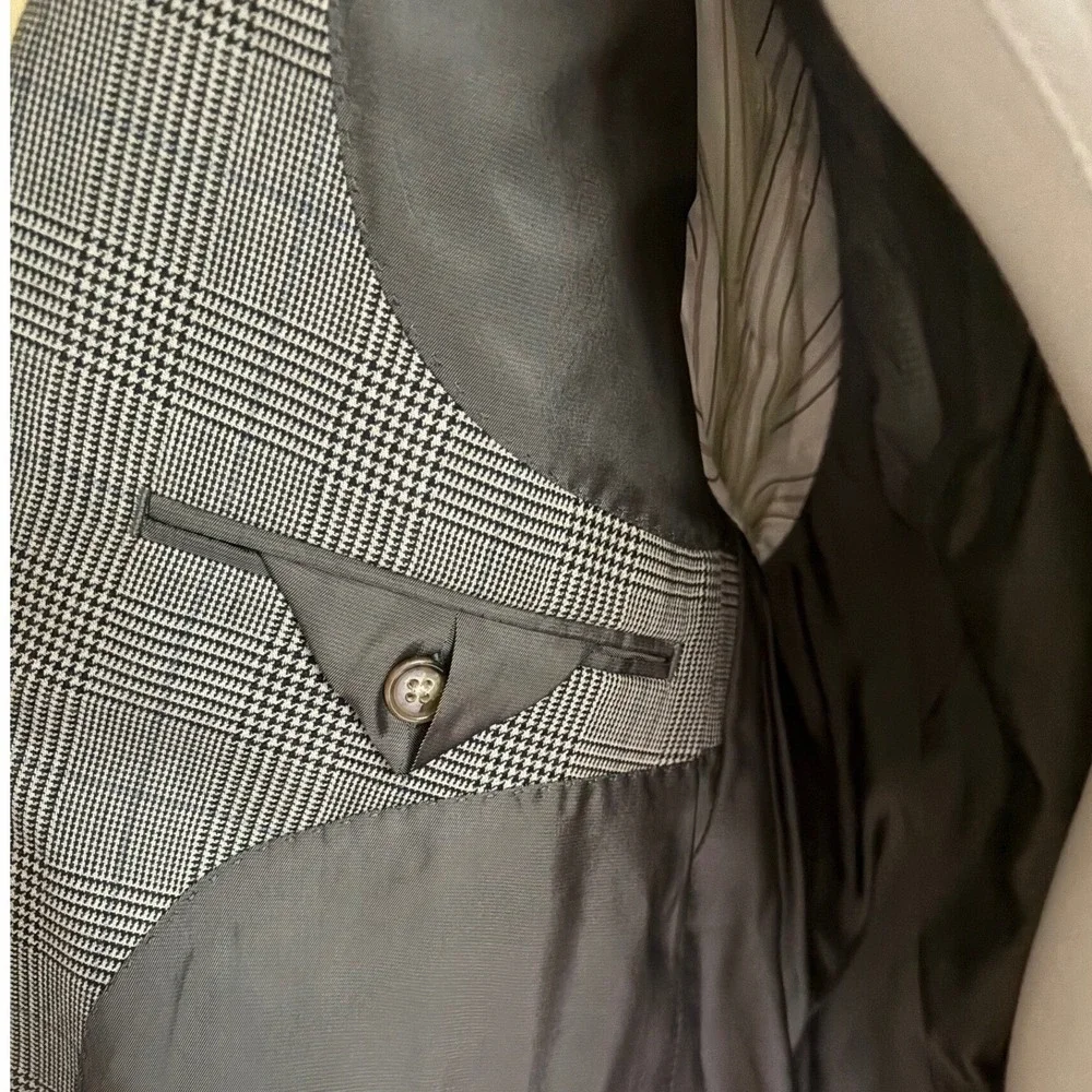 Lauren Ralph Lauren Silk Wool Blazer 44R Gray Glen Plaid Sport Coat‎ Classic